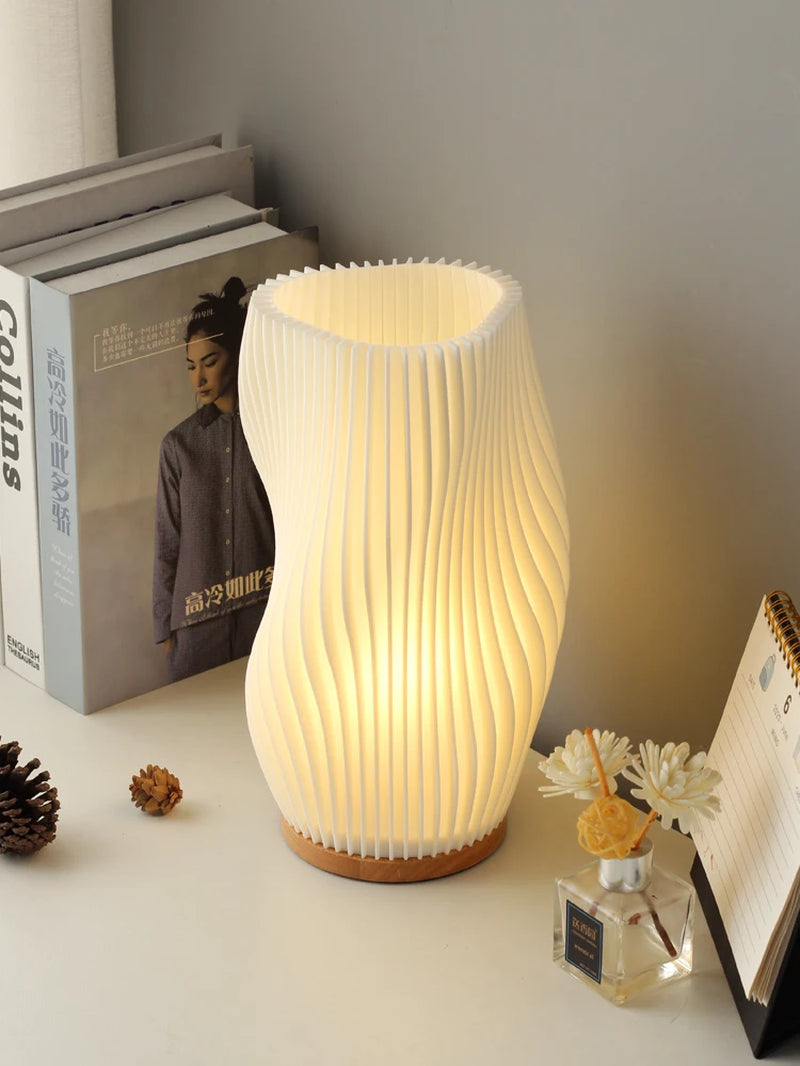 French Cream Style 3D Desk Lamp Ins Internet Red Pleated Bedroom Bedside Lamp Study Coffee Shop Card Seat Atmosphere Lamp