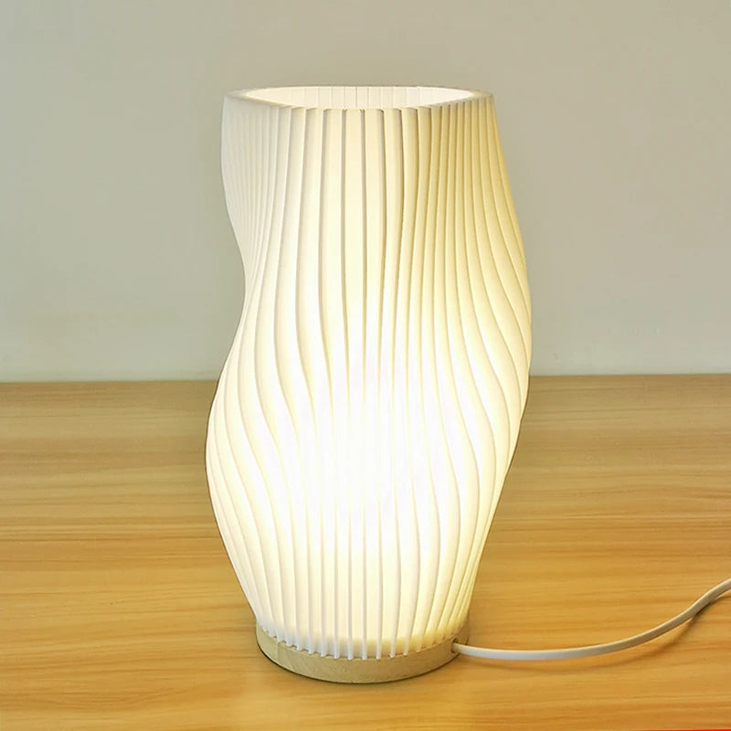 French Cream Style 3D Desk Lamp Ins Internet Red Pleated Bedroom Bedside Lamp Study Coffee Shop Card Seat Atmosphere Lamp