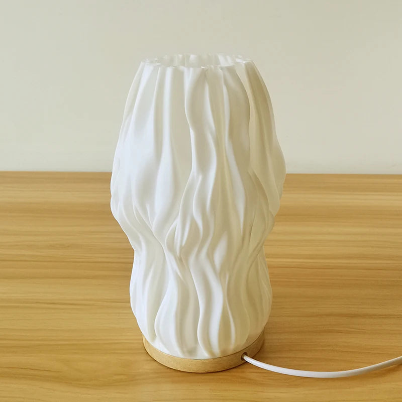 French Cream Style 3D Desk Lamp Ins Internet Red Pleated Bedroom Bedside Lamp Study Coffee Shop Card Seat Atmosphere Lamp