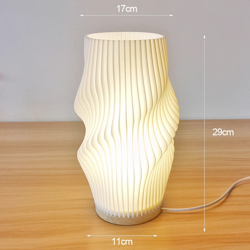 French Cream Style 3D Desk Lamp Ins Internet Red Pleated Bedroom Bedside Lamp Study Coffee Shop Card Seat Atmosphere Lamp