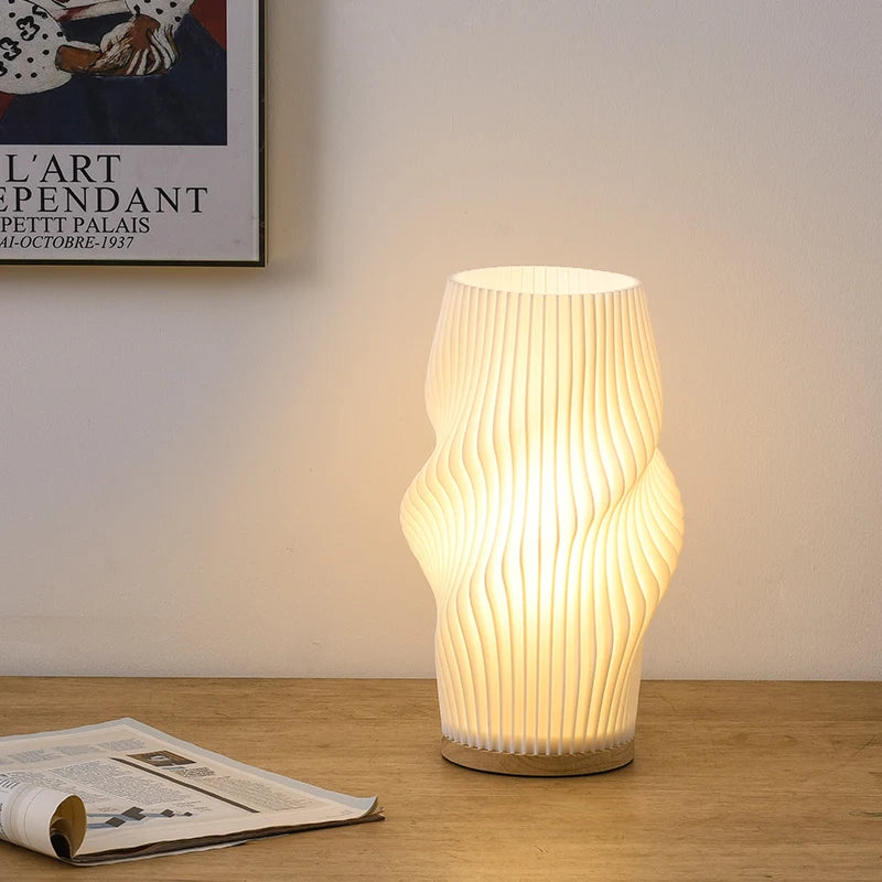 French Cream Style 3D Desk Lamp Ins Internet Red Pleated Bedroom Bedside Lamp Study Coffee Shop Card Seat Atmosphere Lamp